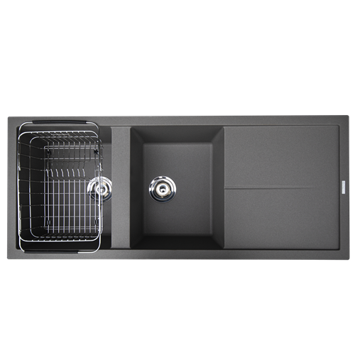 Granite sink Livello 1160 GreySiphon, giá úp bát inox Granite sink Livello 1160 GreySiphon, giá úp bát inox