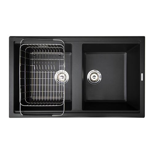 Granite sink Phoenix 860 BlackSiphon, giá úp bát inox Granite sink Phoenix 860 BlackSiphon, giá úp bát inox